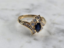 Load image into Gallery viewer, Womens Vintage Estate 14K Yellow Gold Sapphire &amp; Diamond Ring 3.7g #E1469