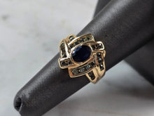 Load image into Gallery viewer, Womens Vintage Estate 10K Gold Sapphire &amp; Topaz Ring, 4.7g E1473