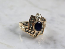 Load image into Gallery viewer, Womens Vintage Estate 10K Gold Sapphire &amp; Topaz Ring, 4.7g E1473