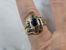 Load image into Gallery viewer, Womens Vintage Estate 10K Gold Sapphire &amp; Topaz Ring, 4.7g E1473