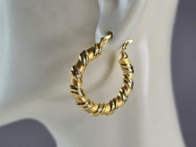 Load image into Gallery viewer, Womens Vintage Estate 14K Yellow Gold Hoop Earrings 3.5g E1474