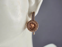 Load image into Gallery viewer, Pr of Womens Vintage Estate 14K Rose Gold Quartz &amp; CZ Earrings 3.8g E1476
