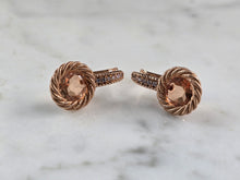 Load image into Gallery viewer, Pr of Womens Vintage Estate 14K Rose Gold Quartz &amp; CZ Earrings 3.8g E1476