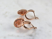 Load image into Gallery viewer, Pr of Womens Vintage Estate 14K Rose Gold Quartz &amp; CZ Earrings 3.8g E1476