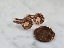 Load image into Gallery viewer, Pr of Womens Vintage Estate 14K Rose Gold Quartz &amp; CZ Earrings 3.8g E1476
