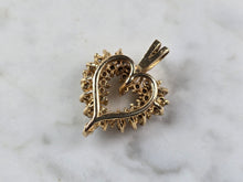 Load image into Gallery viewer, Womens Vintage Estate 14K Yellow Gold Heart Diamond Pendant 4.1g E1480