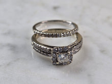 Load image into Gallery viewer, Womens Vintage Estate 14K White Gold Diamond Engagement Ring Set, 6.2g E1490
