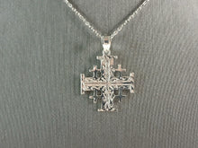 Load image into Gallery viewer, Womens Sterling Silver Religious Jerusalem Cross Pendant Necklace 3.2g E1492