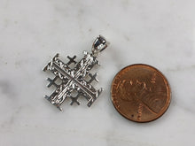 Load image into Gallery viewer, Womens Sterling Silver Religious Jerusalem Cross Pendant Necklace 3.2g E1492