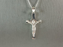 Load image into Gallery viewer, Womens Sterling Silver Religious Cross Pendant Necklace 6.9g E1494
