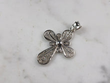 Load image into Gallery viewer, Womens Sterling Silver Religious Filigree Cross Pendant Necklace 3.6g E1495