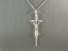 Load image into Gallery viewer, Womens Sterling Silver Religious Brutalist Cross Pendant Necklace 5.5g E1496