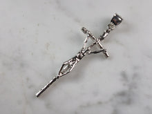 Load image into Gallery viewer, Womens Sterling Silver Religious Brutalist Cross Pendant Necklace 5.5g E1496