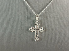 Load image into Gallery viewer, Womens Sterling Silver Religious Cross Pendant Necklace 2.7g E1498