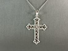 Load image into Gallery viewer, Womens Sterling Silver Religious Cross Pendant Necklace 5.2g E1499