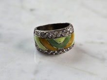 Load image into Gallery viewer, Womens Vintage Estate Sterling Silver Modernist Enamel Ring 9.7g E1501