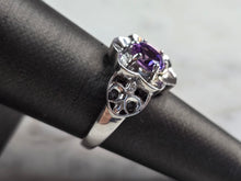Load image into Gallery viewer, Womens Estate Sterling Silver Floral Amethyst Ring 6.2g E1504