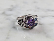 Load image into Gallery viewer, Womens Estate Sterling Silver Floral Amethyst Ring 6.2g E1504