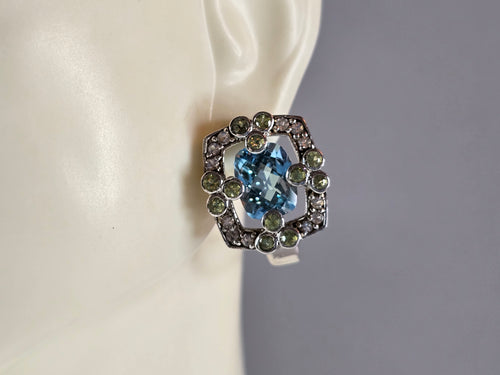 Womens Estate Sterling Silver Aquamarine Earrings 11.0g E1520