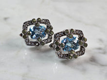 Load image into Gallery viewer, Womens Estate Sterling Silver Aquamarine Earrings 11.0g E1520