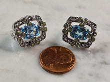 Load image into Gallery viewer, Womens Estate Sterling Silver Aquamarine Earrings 11.0g E1520