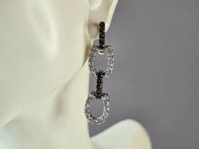 Load image into Gallery viewer, Womens Vintage Estate Sterling Silver CZ Modernist Earrings  8.4g #E1521