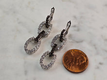 Load image into Gallery viewer, Womens Vintage Estate Sterling Silver CZ Modernist Earrings  8.4g #E1521