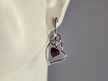 Load image into Gallery viewer, Womens Estate Sterling Silver Amethyst Colored Heart Earrings 2.7g E1522