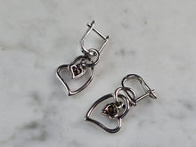 Load image into Gallery viewer, Womens Estate Sterling Silver Amethyst Colored Heart Earrings 2.7g E1522