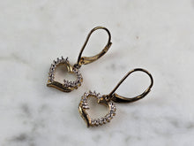 Load image into Gallery viewer, Womens Vintage Estate Sterling Silver Gold Tone Heart Earrings 2.2g E1537