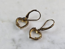 Load image into Gallery viewer, Womens Vintage Estate Sterling Silver Gold Tone Heart Earrings 2.2g E1537