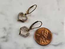 Load image into Gallery viewer, Womens Vintage Estate Sterling Silver Gold Tone Heart Earrings 2.2g E1537