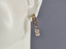 Load image into Gallery viewer, Womens Vintage Estate 14K Yellow Gold CZ Hoop Earrings, 2.8g E1554