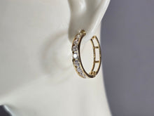 Load image into Gallery viewer, Womens Vintage Estate 14K Yellow Gold CZ Hoop Earrings, 2.8g E1554