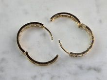 Load image into Gallery viewer, Womens Vintage Estate 14K Yellow Gold CZ Hoop Earrings, 2.8g E1554