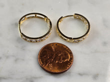 Load image into Gallery viewer, Womens Vintage Estate 14K Yellow Gold CZ Hoop Earrings, 2.8g E1554
