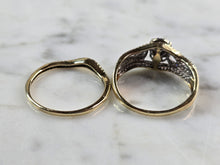 Load image into Gallery viewer, Womens Vintage Estate 10K Yellow Gold Diamond Wedding Ring Set 4.0g E1564