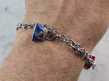 Load image into Gallery viewer, Womens Vintage Sterling Silver Charm Purse Bracelet 14.2g E1571