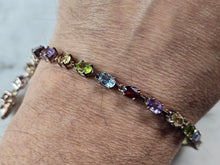 Load image into Gallery viewer, Womens Vintage Estate Sterling Silver Multi Stone Bracelet 9.9g E1574