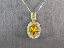 Load image into Gallery viewer, Womens Sterling Silver Necklace w/ Citrine Stone Enamel Pendant 13.3g E1580