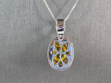 Load image into Gallery viewer, Womens Sterling Silver Necklace w/ Citrine Stone Enamel Pendant 13.3g E1580