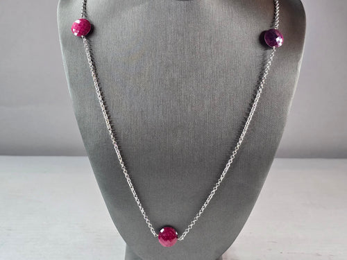Womens Estate Sterling Silver Natural Ruby Pendant Necklace 15.8g E1592