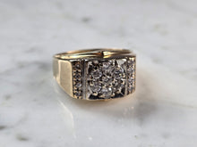 Load image into Gallery viewer, Mens Vintage Estate 14K Yellow Gold Diamond Ring 9.3g E1607
