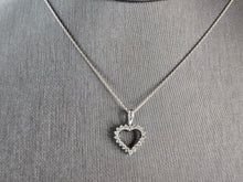 Load image into Gallery viewer, Womens Vintage Estate 10k White Gold Diamond Heart Pendant Necklace 1.9g  E1623