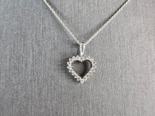 Load image into Gallery viewer, Womens Vintage Estate 10k White Gold Diamond Heart Pendant Necklace 1.9g  E1623