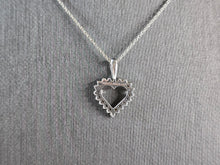 Load image into Gallery viewer, Womens Vintage Estate 10k White Gold Diamond Heart Pendant Necklace 1.9g  E1623