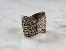 Load image into Gallery viewer, Womens Vintage Estate Sterling Silver Gold Tone CZ Ring 10.3g E1633