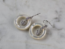 Load image into Gallery viewer, Womens Estate Sterling Silver Mother of Pearl Hoop Heart Earrings 5.9g E1649