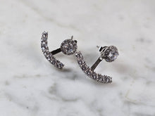 Load image into Gallery viewer, Womens Sterling Silver Modernist CZ Earrings 3.1g E1652
