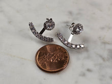 Load image into Gallery viewer, Womens Sterling Silver Modernist CZ Earrings 3.1g E1652